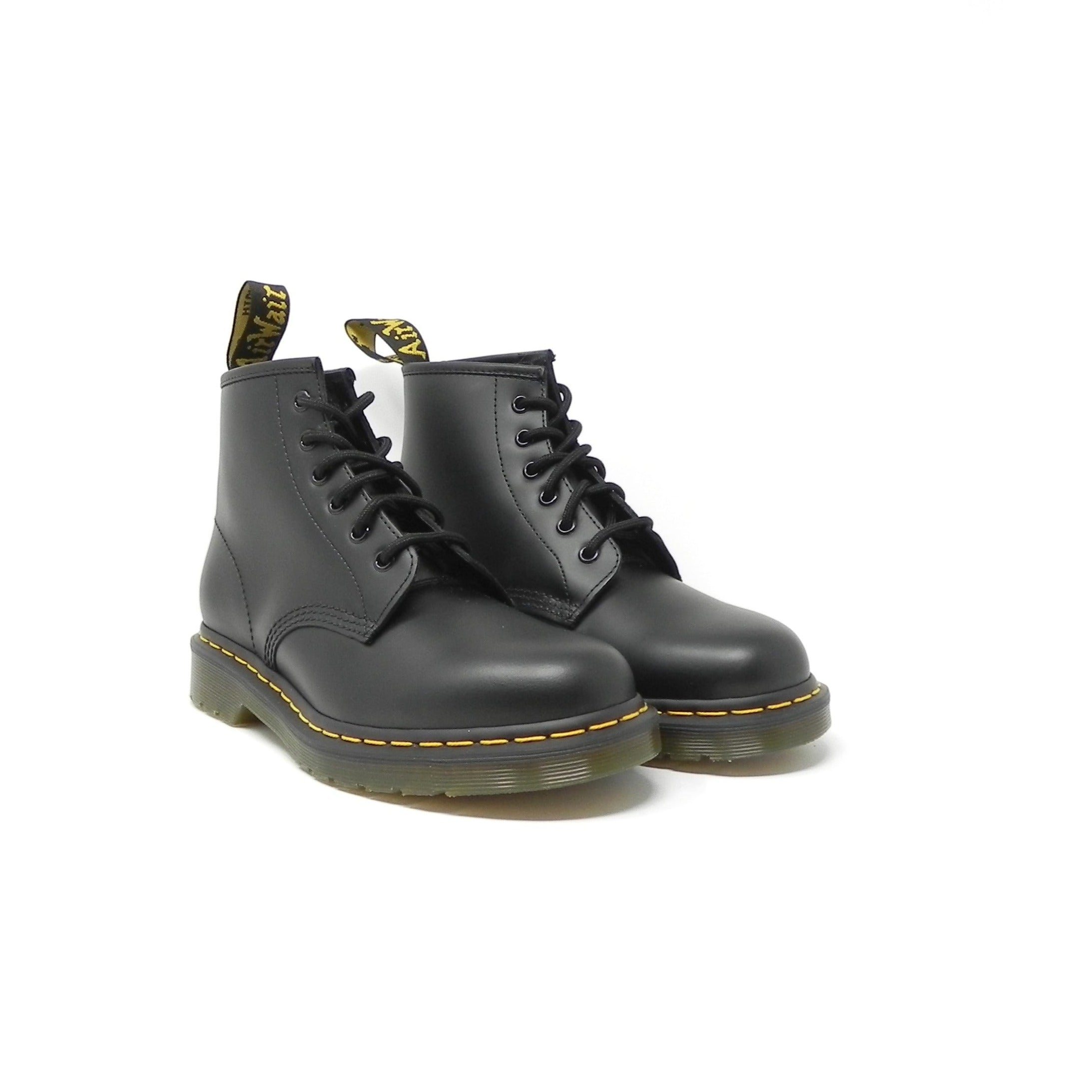 DR. MARTENS - Stivaletti Anfibi Smooth 6 fori linea gialla