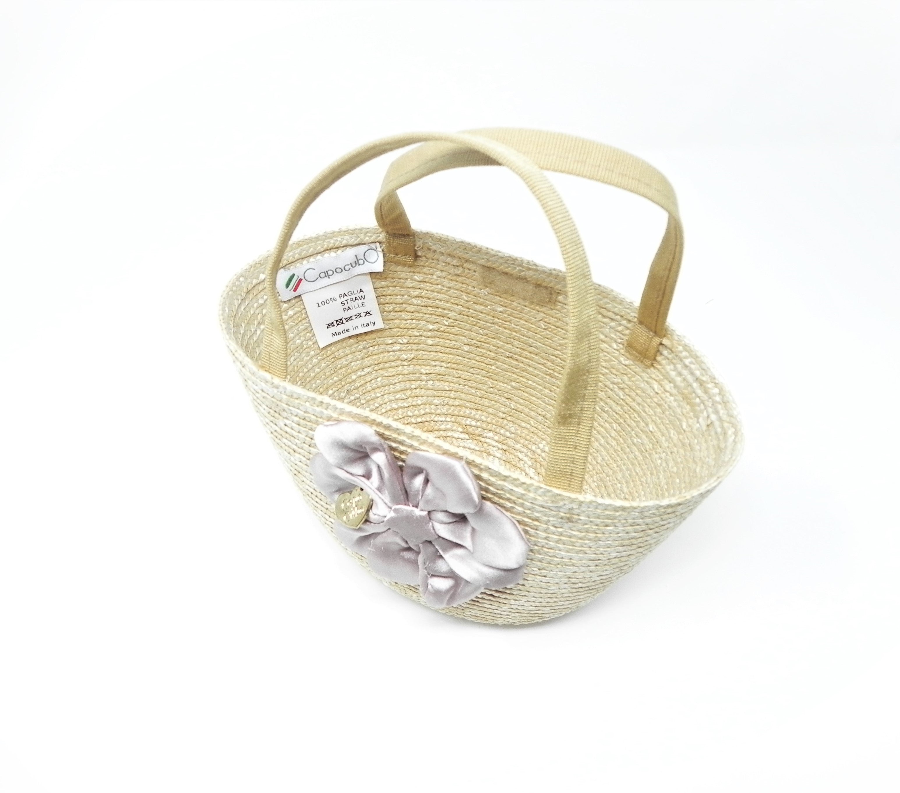 CAPOCUBO - Borsetta in paglia con fiore raso