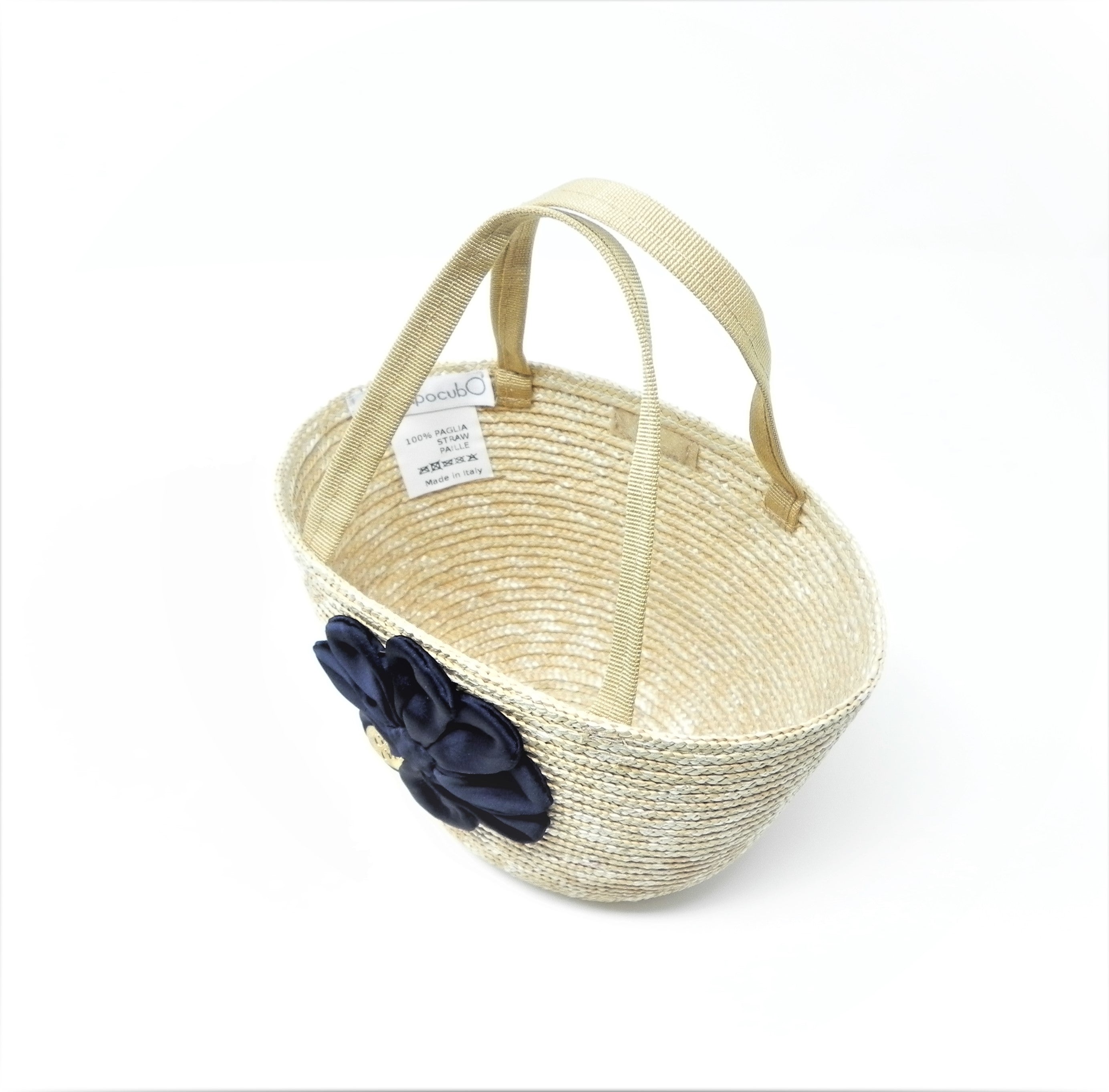 CAPOCUBO - Borsetta in paglia con fiore raso